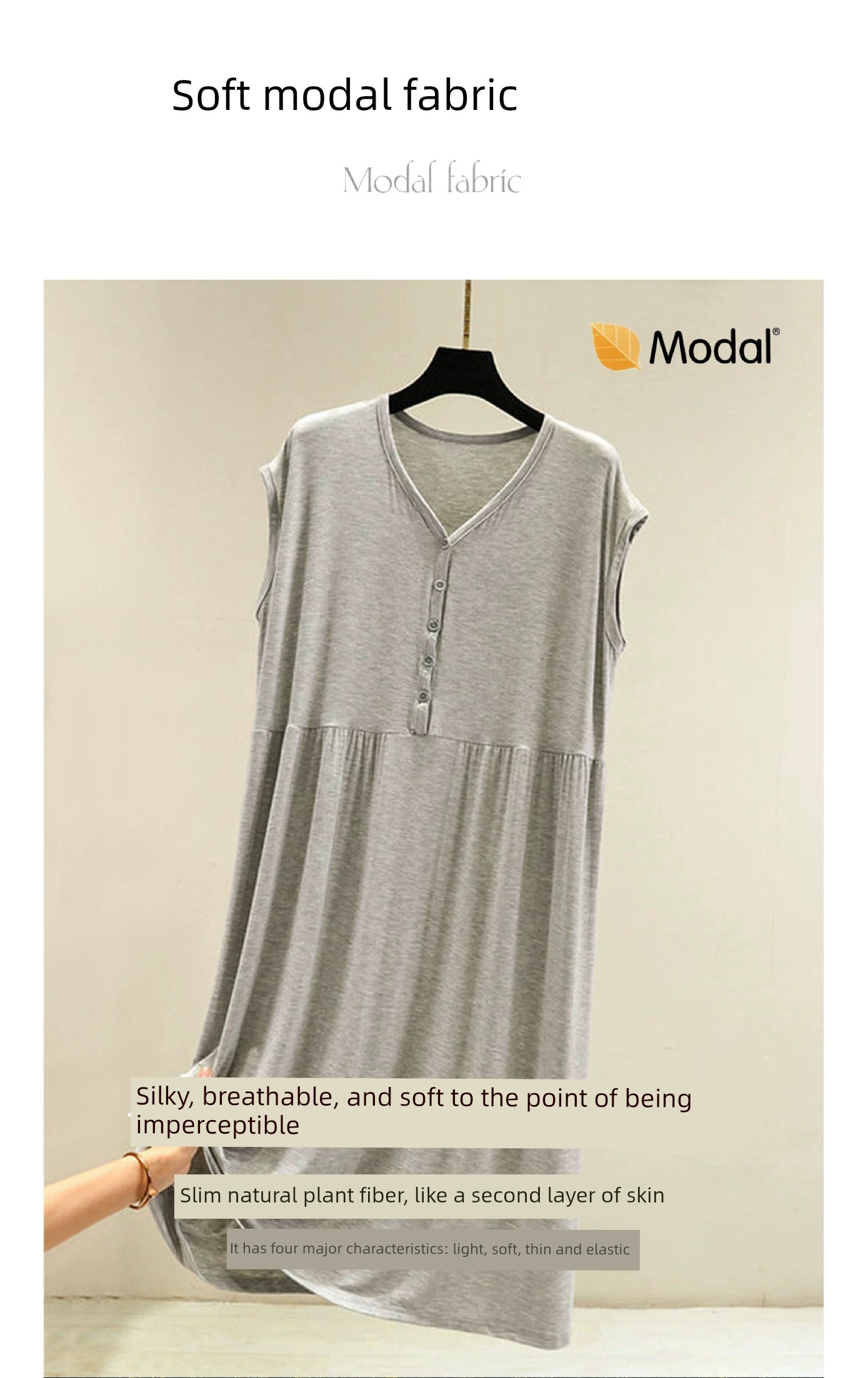 Pregnant Woman's Nightdress Summer Thin Nursing Dress Summer Modal Postpartum Pajamas Nursing Sleeping Dress Summer Clothing Dress — 7