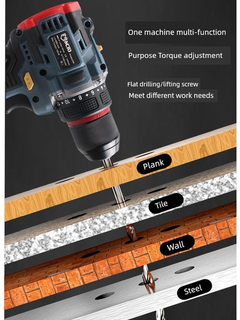 Brushless flash drill high-speed small steel cannon charging drill electric screwdriver metal ratchet chuck flashlight to small electric batch