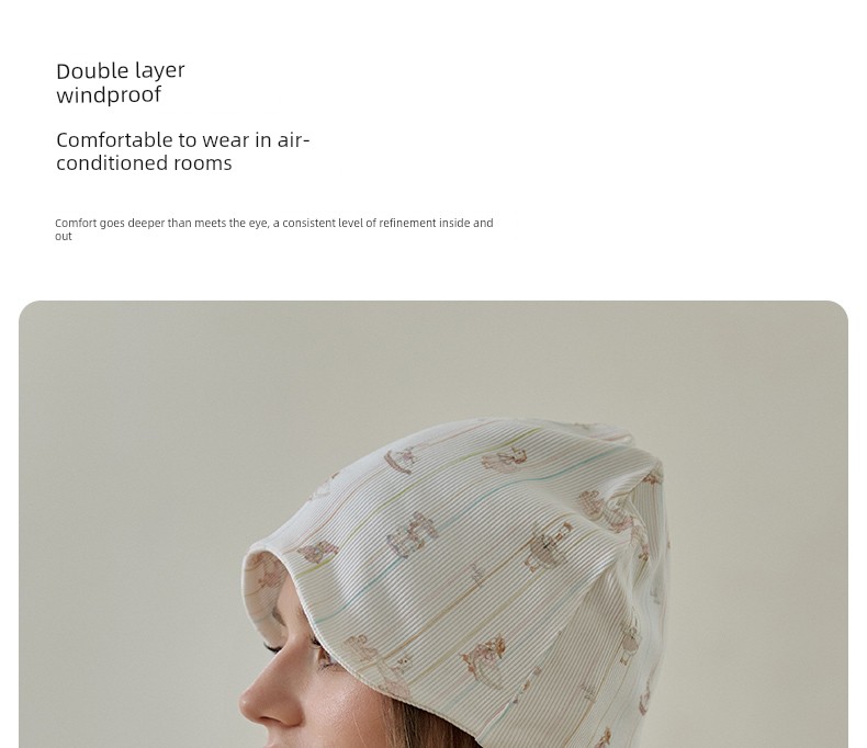Happy Bear Maternity Hat Autumn/Winter Style for Pregnant and Postpartum Women, Large Head Circumference, Windproof Head Protection, Pure Cotton Sleep — 15