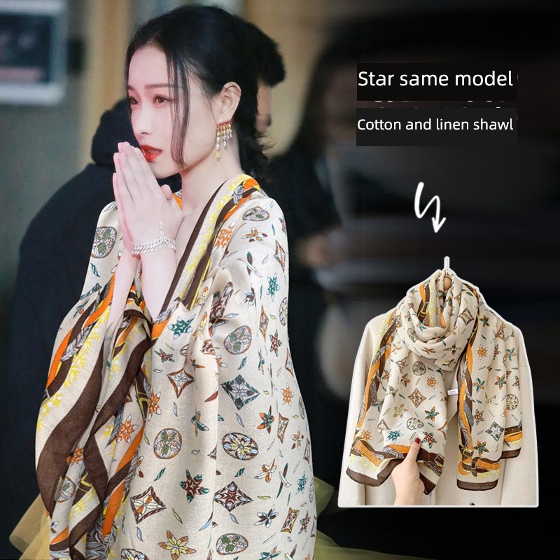 female winter Cotton and hemp Advanced sense fashion trend scarf