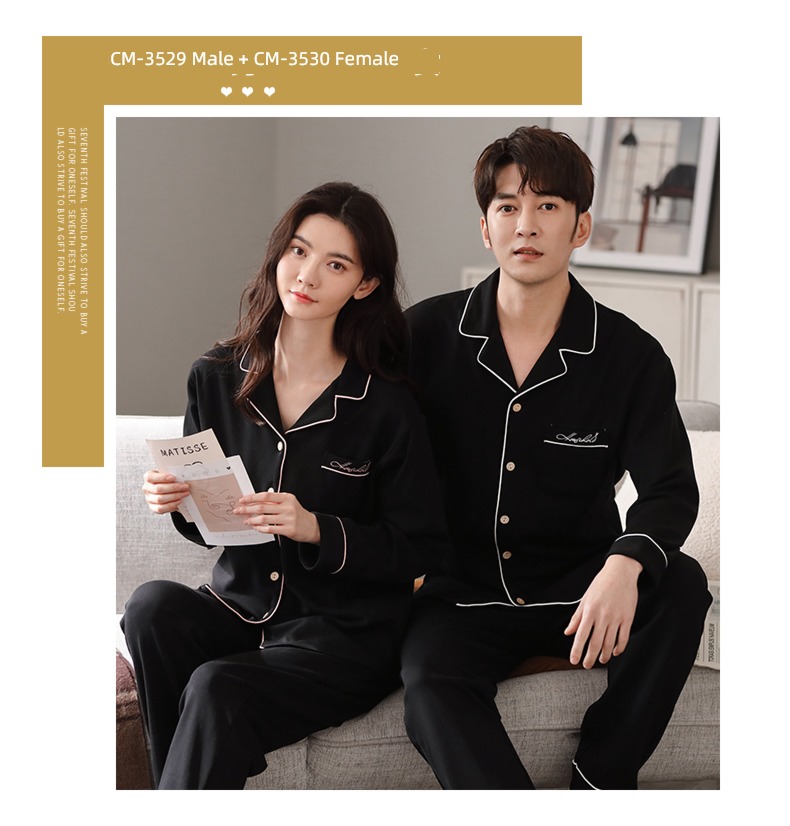 summer female Spring and Autumn Long sleeve man Cotton lovers pajamas