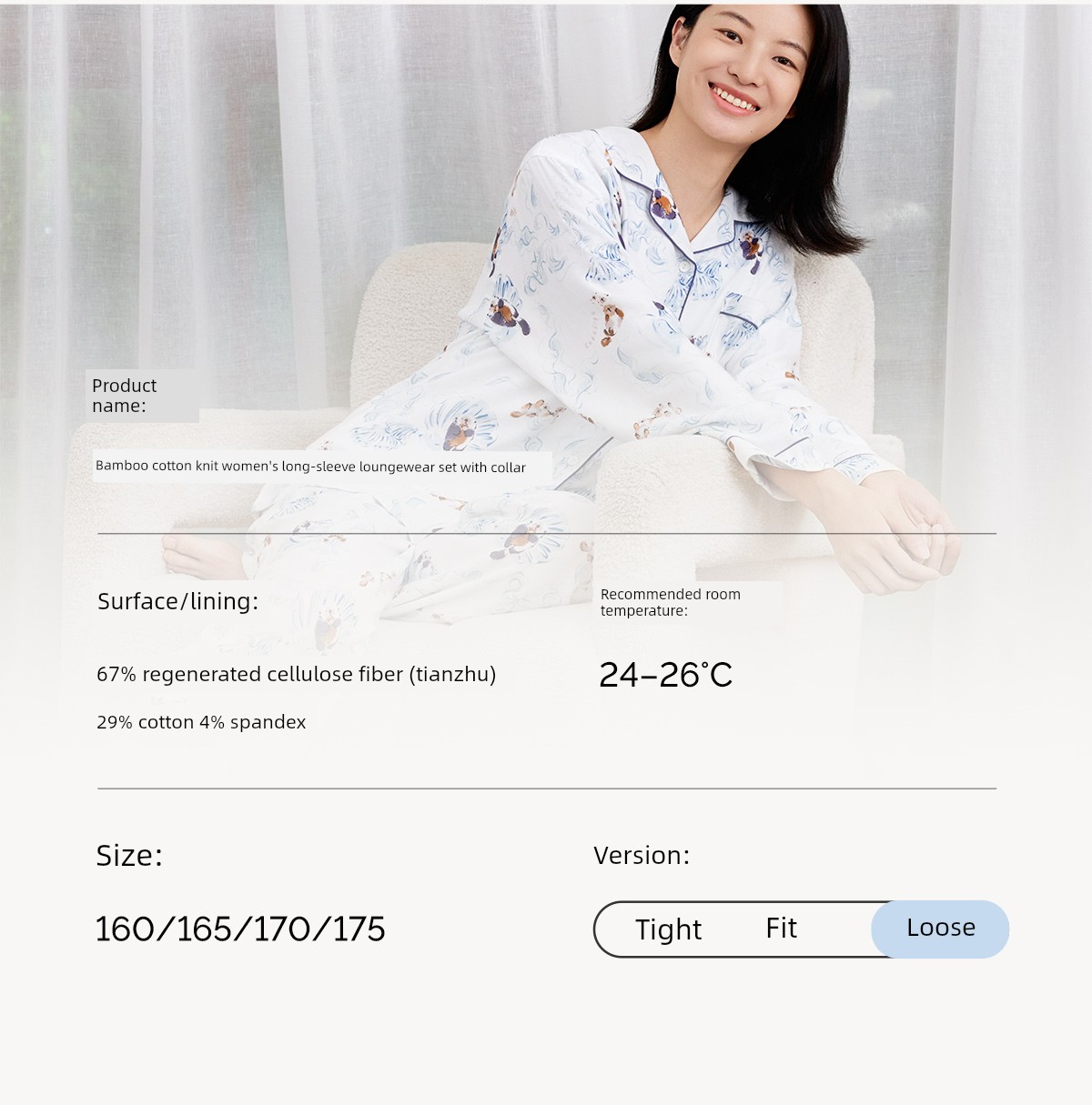 Cutelife Women's Bamboo Cotton Pajamas Suit Confinement Clothing — 30