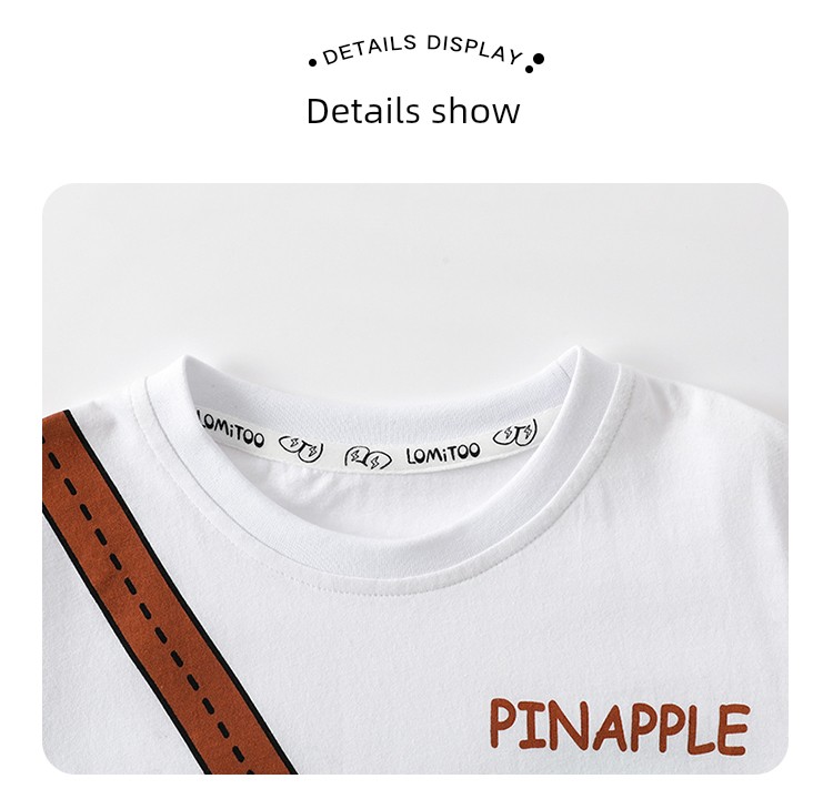 Girl Short Sleeve T-Shirt Pure Cotton Summer Boy Baby Clothes Watermelon Fruit Cute Pocket Kids Tops Children's Clothing — 16