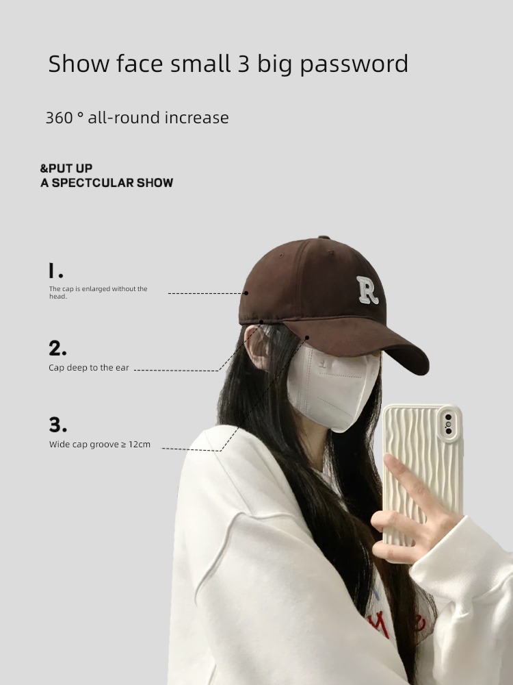 female coffee Big head circumference Korean version Versatile Soft roof Hat