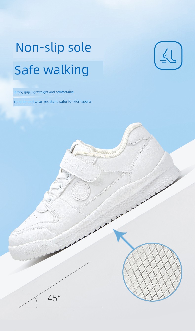 Tyrannis Kidsren's White Sports Shoes for Boys and Girls, Lightweight White Shoes for Campus, Versatile Casual White Sneakers — 5