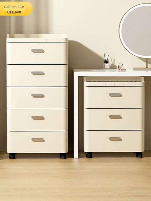 Cosmetic storage cabinet drawer floor-standing storage rack cart multi-layer dressing table movable desktop dustproof finishing box