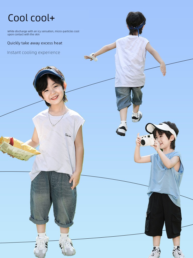 Little Elephant Ham Children's Clothing Boys' Sports Vest 2026 New Children's Summer Mesh Quick-Drying Breathable Sleeveless T-Shirt — 3