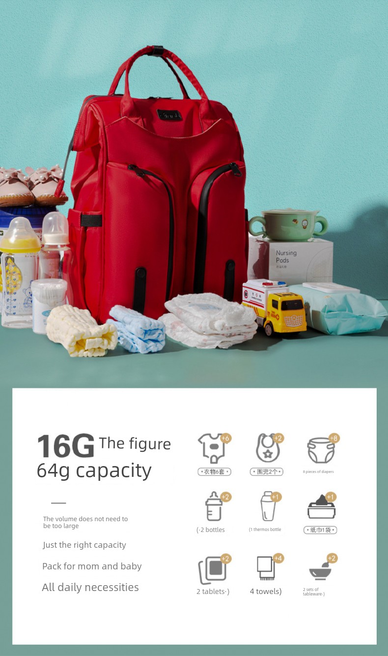 Fashionable Mommy Bag, Dual-Shoulder Backpack for Mother and Baby, with Separate Wet and Dry Compartments, Large Capacity, Lightweight and Multifunctional — 3
