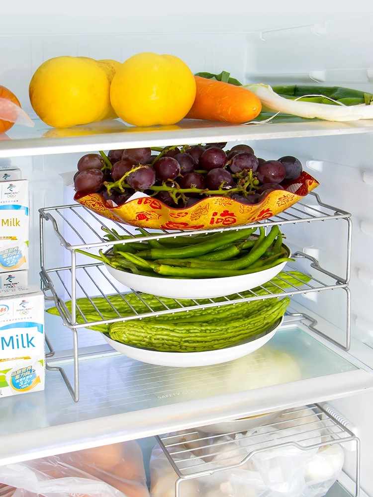 冰箱多層置物架 304不鏽鋼廚房冰櫃內隔層架子 創意剩菜分隔收納分層架 (2.9折)