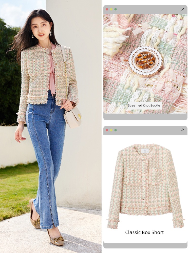 Fragrant shadow Pink Celebrity Tweed have cash less than that is registered in the accounts loose coat