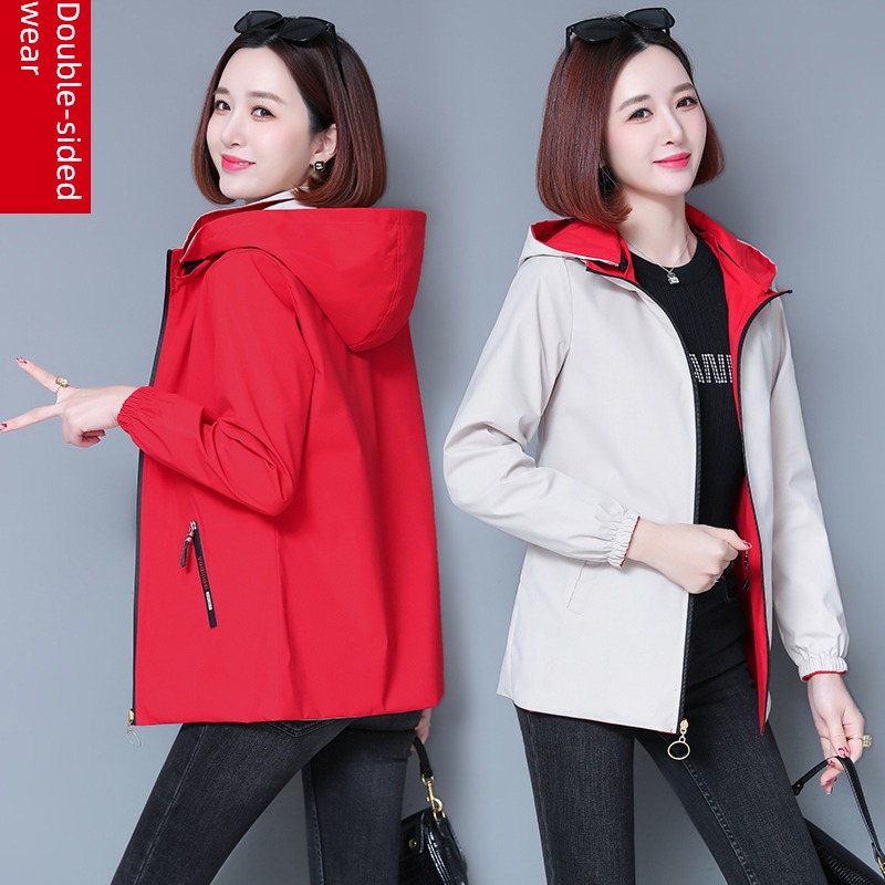 loose coat female Wear it on both sides middle age fashion Spring and Autumn loose coat