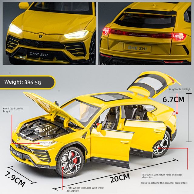 Lamborghini Bison Urus alloy car model 1 24 simulation model car SUV off-road children's toy car