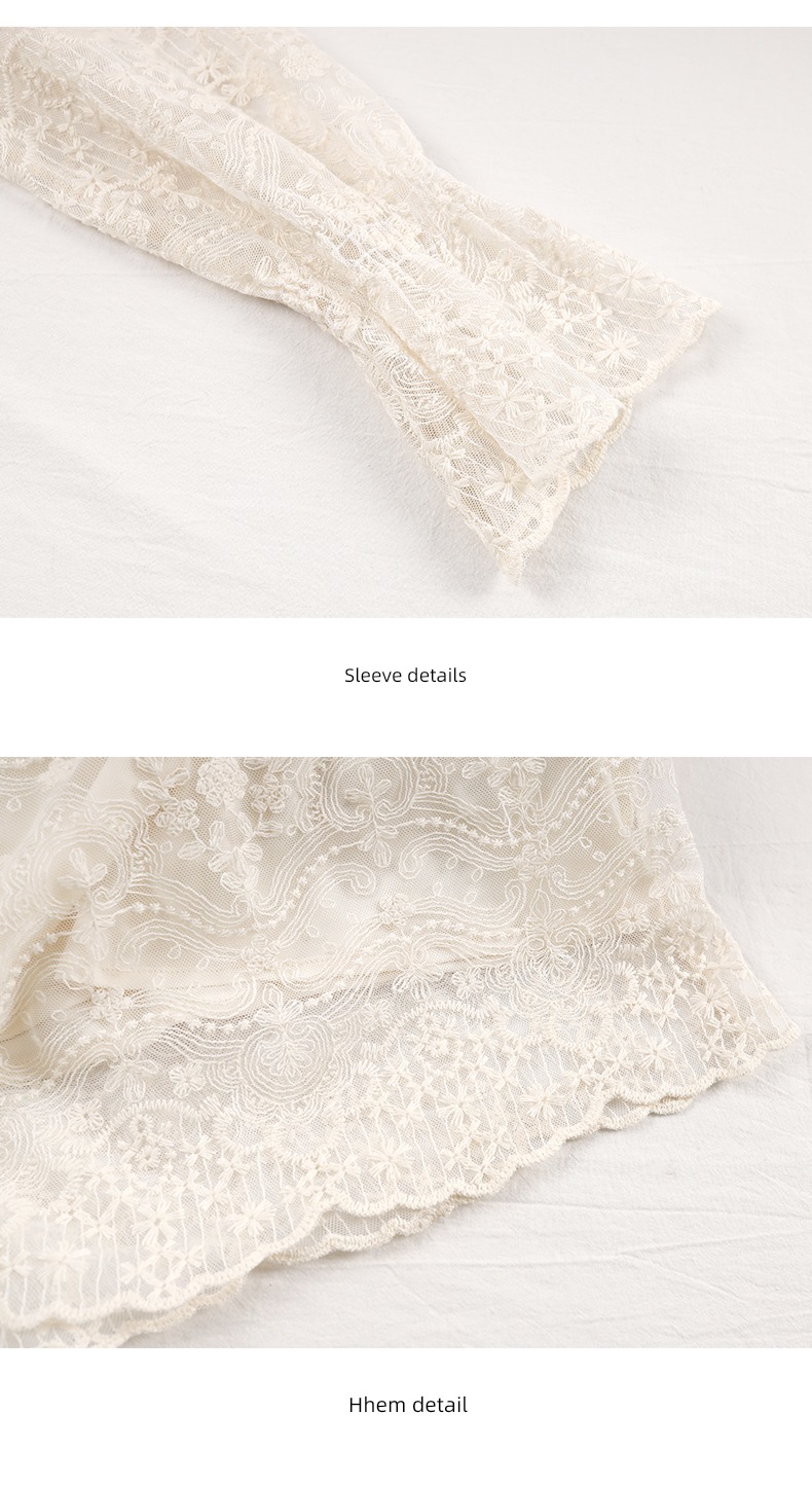 Goyne white Long sleeve Chiffon jacket Lace Small shirt