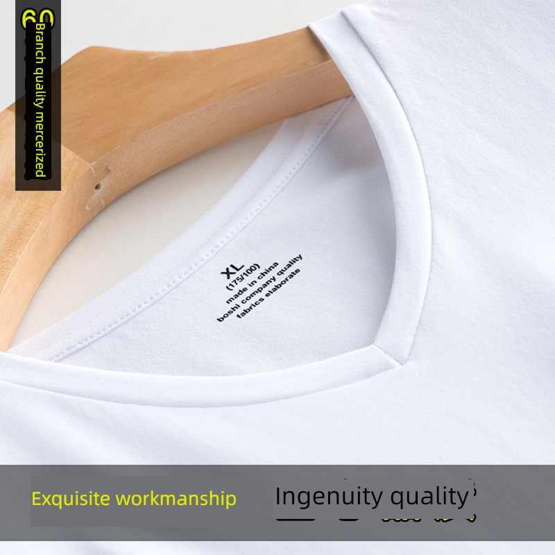 summer Thin money middle age V-neck Ice silk breathable Short sleeve T-shirt