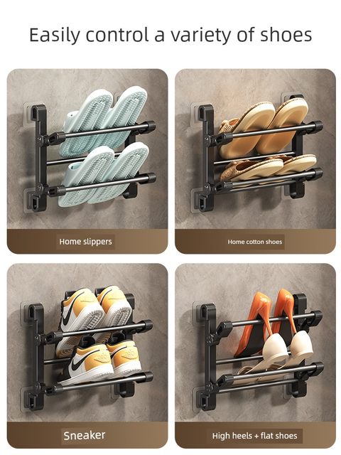 Folding shoe rack Household door 2025 new hot storage artifact space-saving multi-layer punch-free slipper rack