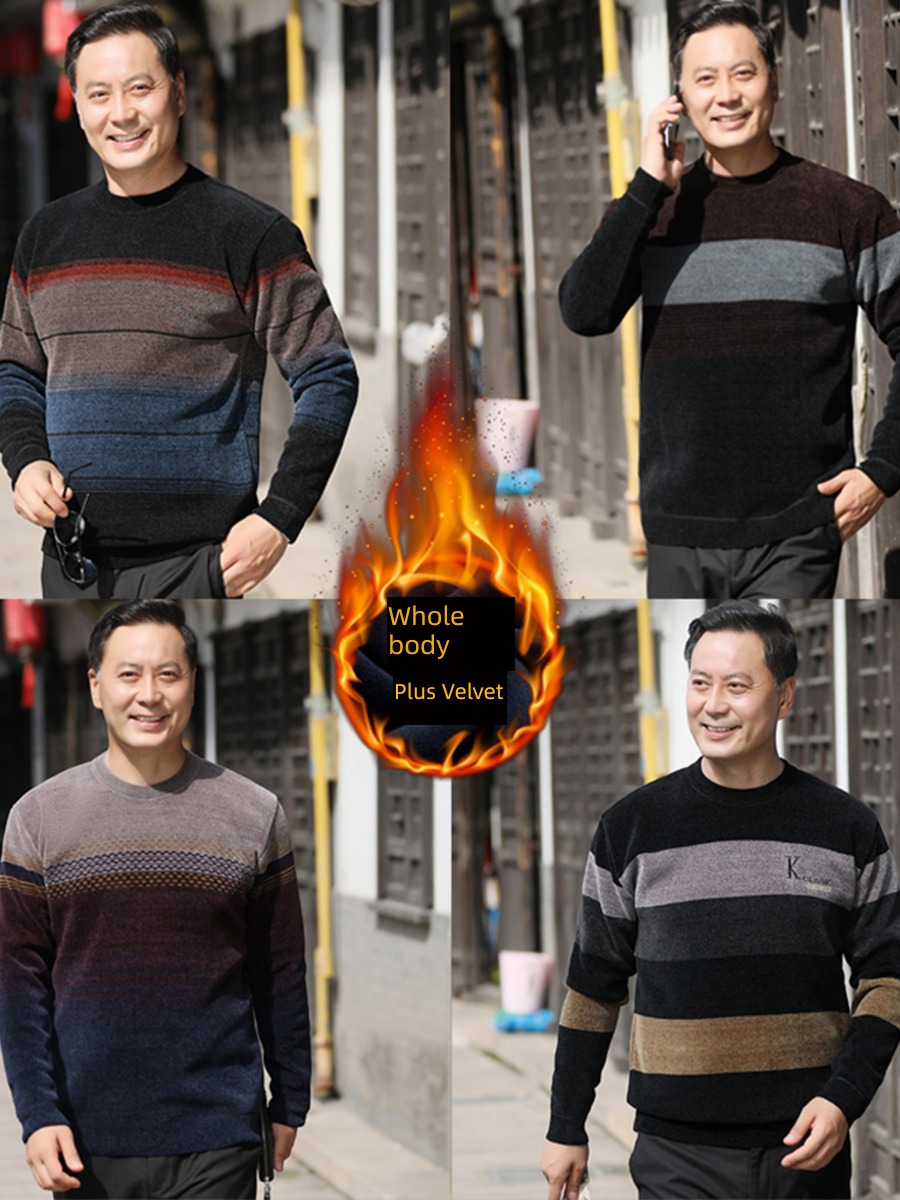 winter clothes Plush thickening Middle aged man Undershirt sweater