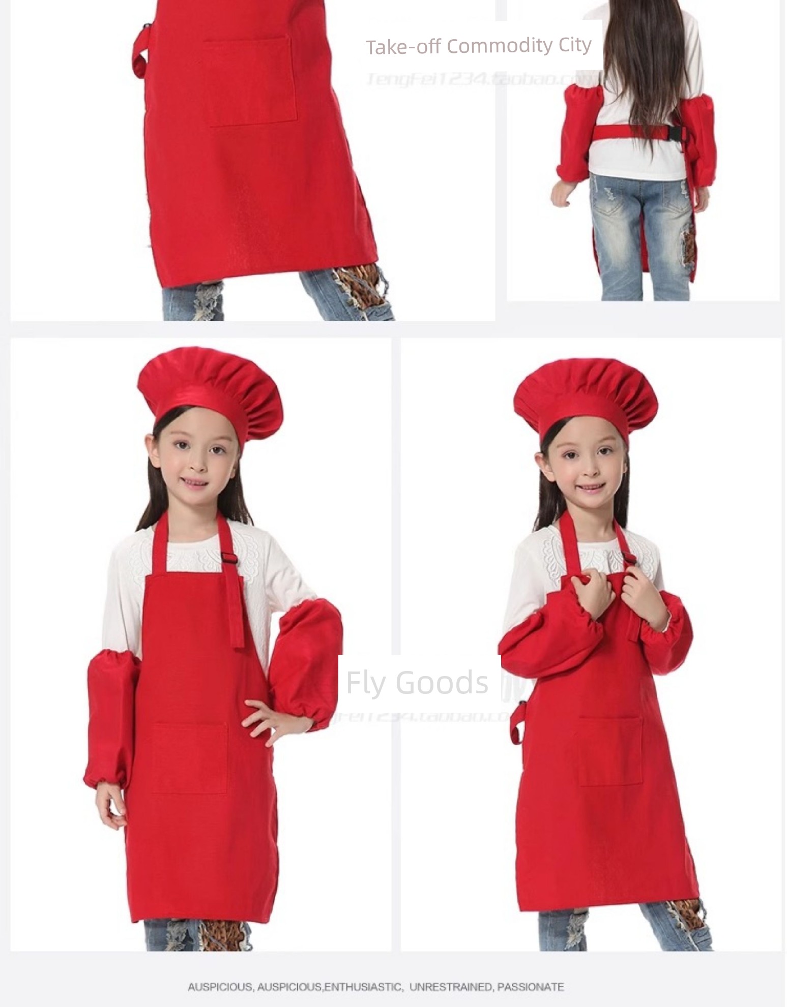 Kids Cotton Canvas Apron Sleeves Creative Apron Painting Apron Kids Chef Suit Chef Cap Printed Logo — 9