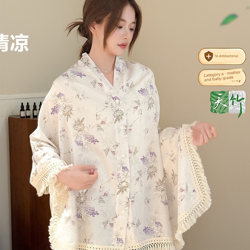 Jq Jingqi Bamboo Fiber Maternity Shawl Long Postpartum Cotton Cape Windproof and Cold-Proof Nursing Shoulder Cover for Pregnant Women in Air-Conditioned — 2