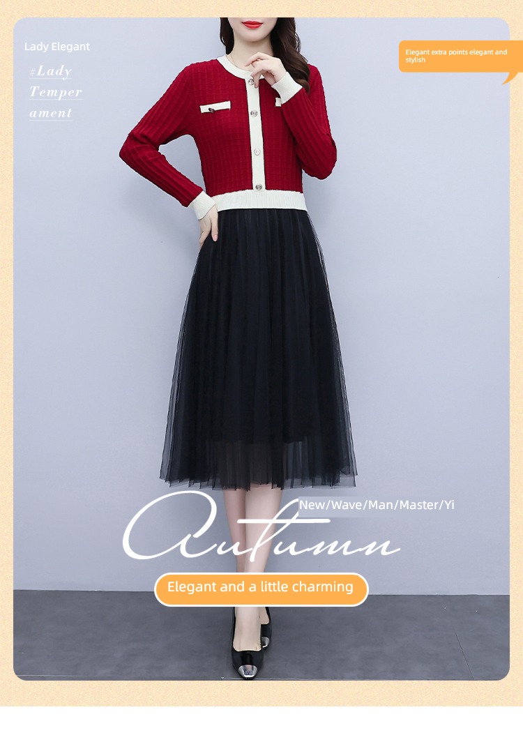 Little fragrance ma'am Autumn and winter Show thin sweater Fake two