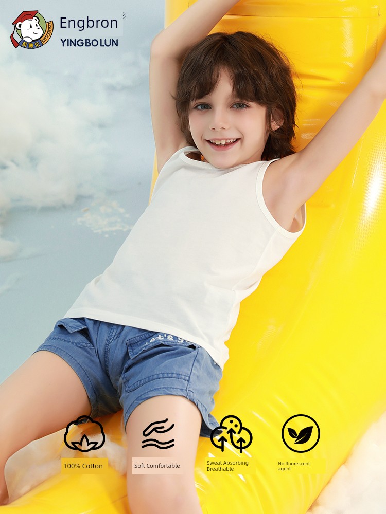 Ying Bo Lun Pure Cotton Kids Children's Summer Vest — 4