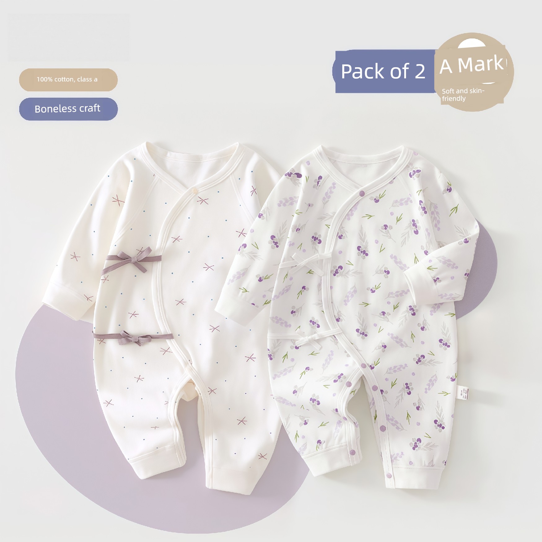 All-Cotton Newborn Monk-Style Clothing, Baby Clothes, Autumn Romper, Soft Long-Sleeve Sleepwear, Baby Jumpsuit, Two-Piece Set — 2