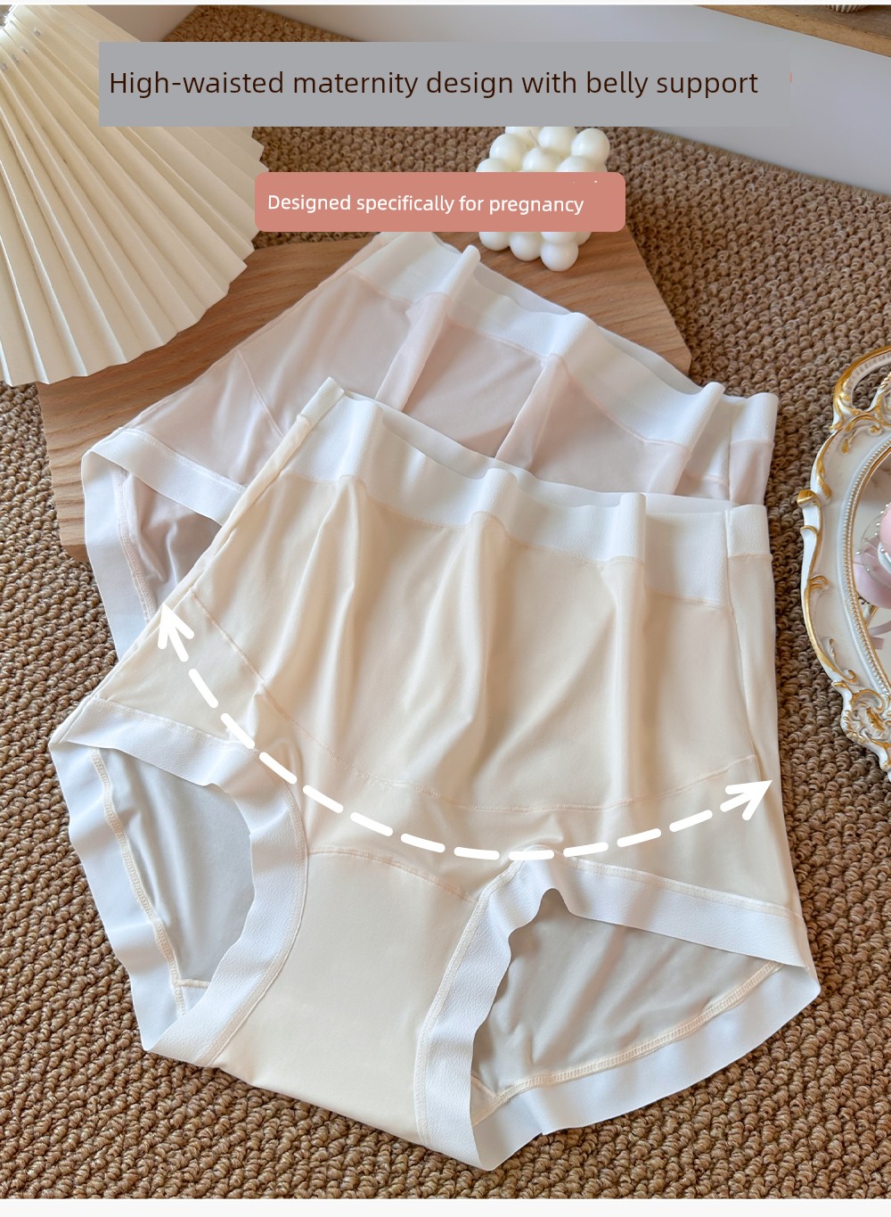 Seamless Maternity Underwear, High-Waisted, Belly-Supporting, Extra Large Size, 125kg Pairs, Specially Designed for Mid and Late Pregnancy — 3