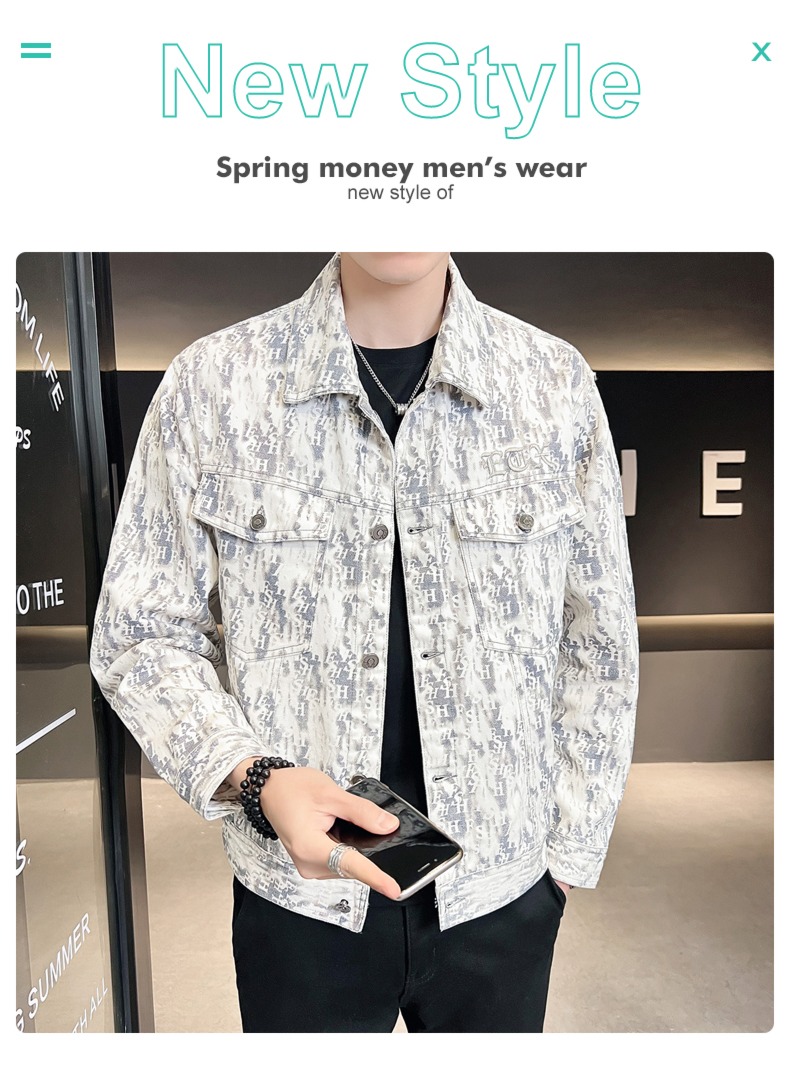 Spring and Autumn printing Embroidery handsome Versatile cowboy Jacket