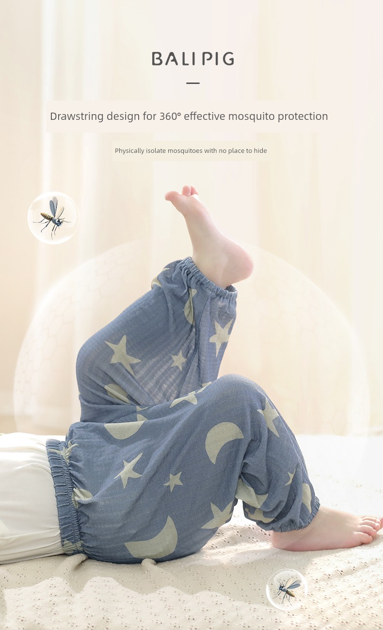 Baby Anti-Mosquito Pants, Pure Cotton, Summer Thin Sleep Pants, Infant Long Pants, Summer Wear, Boys and Girls Harem Pants, Children's Pants — 10