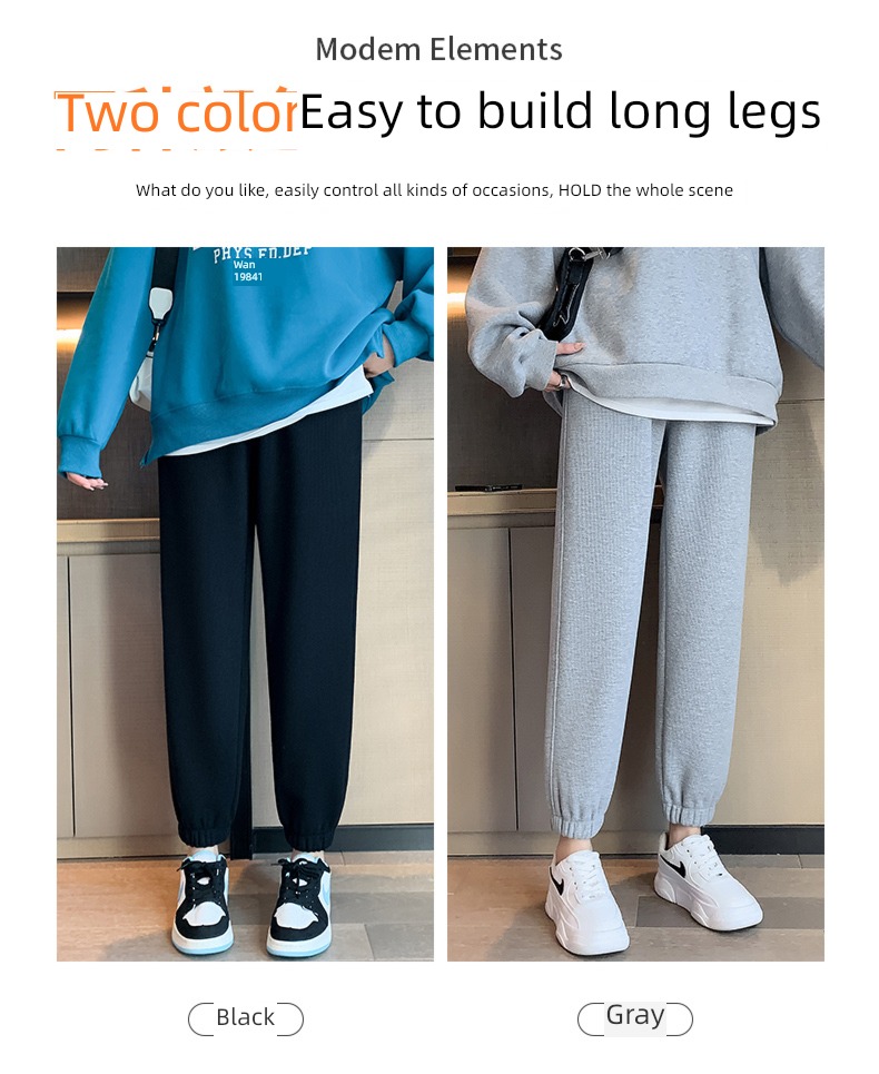 Wolfgang winter Plush Tie one's feet leisure time Sports pants