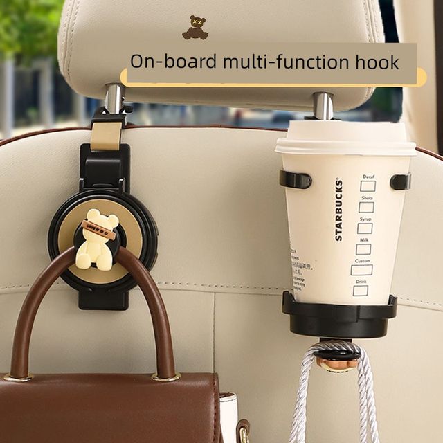 Car hook and back water cup holder mobile phone holder multi-function hooking essentials on car storage