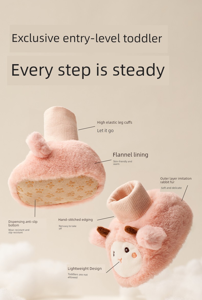 Baby Shoes for 6 to 12 Months, Autumn and Winter Models, 0-3 Months Shoes and Socks, Pre-Walking Shoes, Soft Sole, Non-Slip, Toddler Cotton Shoes with — 3