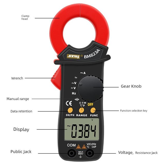 Binjiang BM823A clamp multimeter high-precision clamp meter electrical repair small ammeter AC and DC current