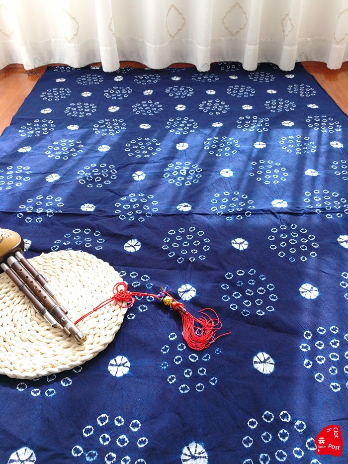 Yunnan Dali Handmade Tie-Dyed Decoration Decorative Cloth Ethnic Clothes Cloth Tablecloth Hanging Curtain-Hydrangea