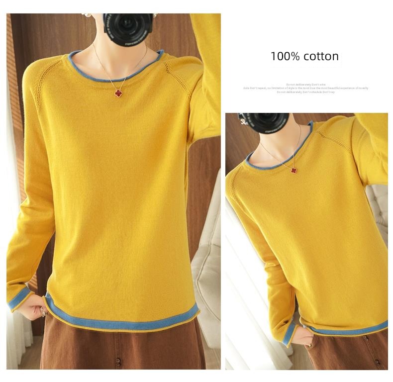 spring and autumn Thin money 100% Condom Low collar Long sleeve Sweater