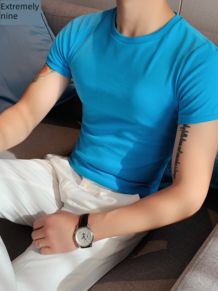 Skin friendly comfortable breathable Solid color Versatile Short sleeve T-shirt