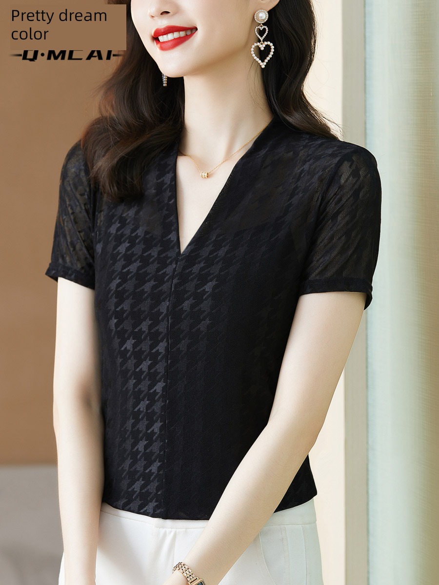summer Put on your clothes Thin money jacquard weave Self-cultivation Short sleeve T-shirt