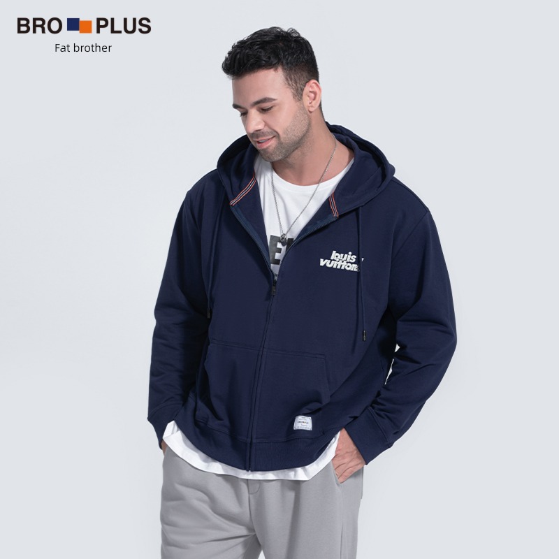 Fat brother zipper Cardigan easy motion Fat guy Sweater