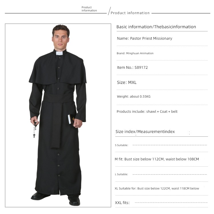 Halloween clothing adult cos Virgin Mary leaf Jesus missionary priest godfather nun clothes