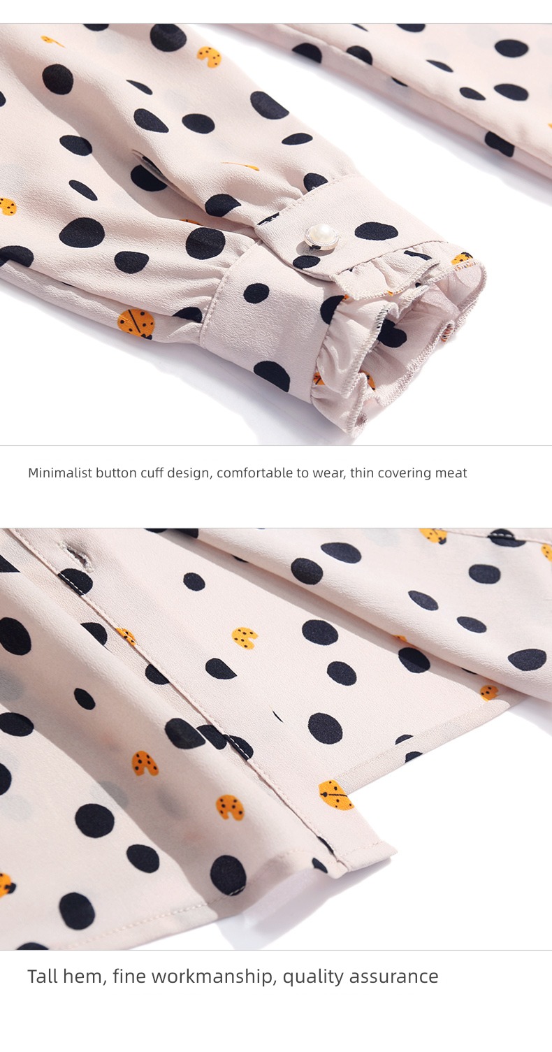 Age reduction 2022 autumn Long sleeve temperament Wave point shirt