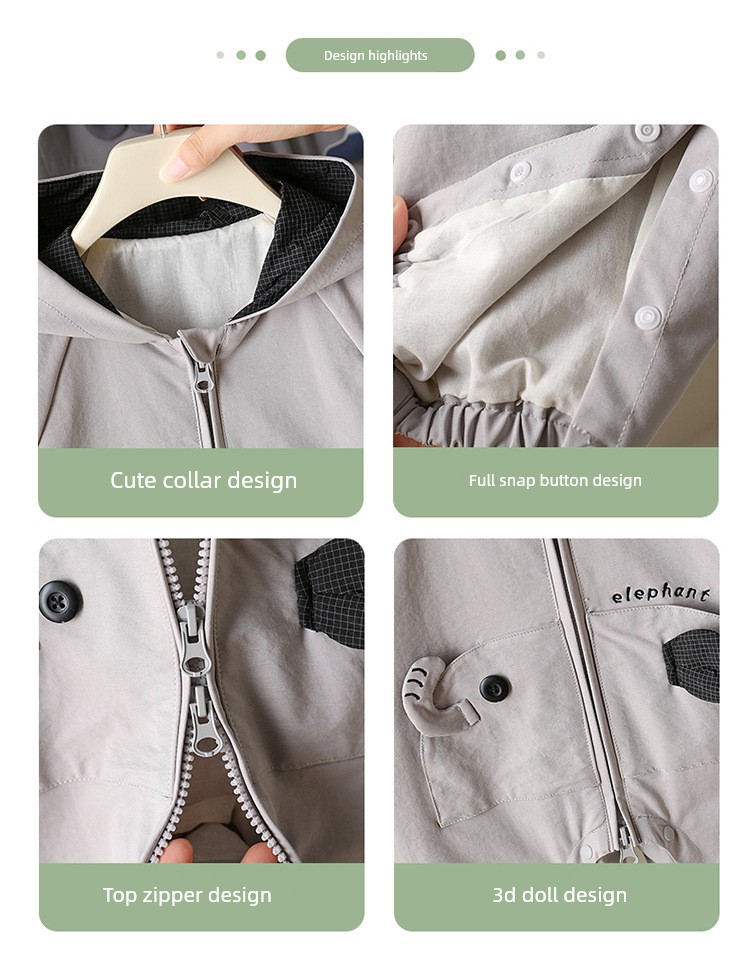 Windproof Outdoor Clothing for Babies, Early Autumn One-Piece Suit, Super Cute Cartoon Baby Spring and Autumn Crawling Suit, Hooded Jacket — 7