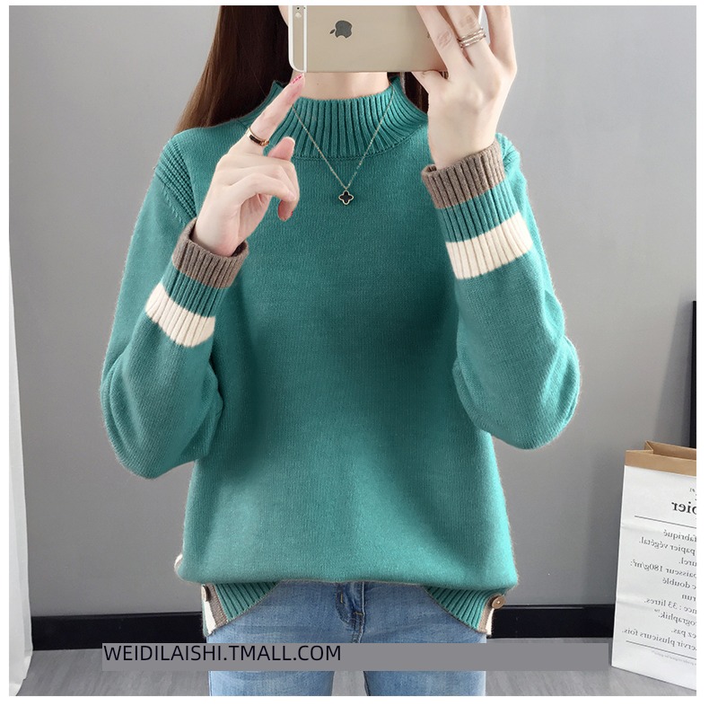 Half high collar easy Plush thickening knitting ma'am sweater