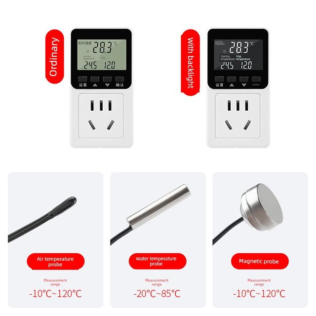 Digital display intelligent temperature controller temperature control switch floor heating fish tank adjustable temperature control socket refrigerator temperature controller