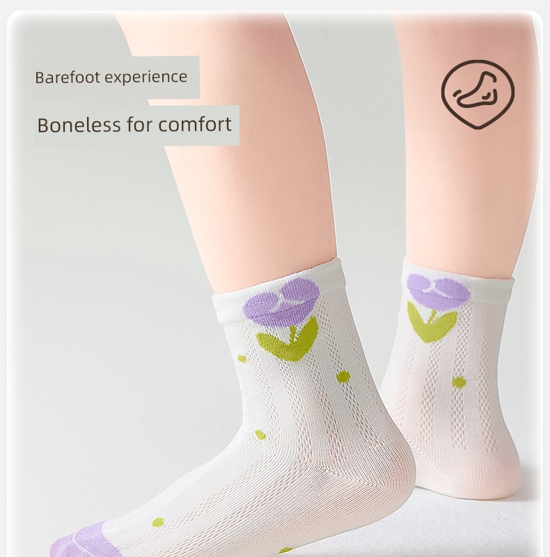 [100% Cotton] Girls' Socks, Summer Thin Pure Cotton Breathable Mesh Socks, Kidsren's Socks for Girls, Autum Baby Socks — 21