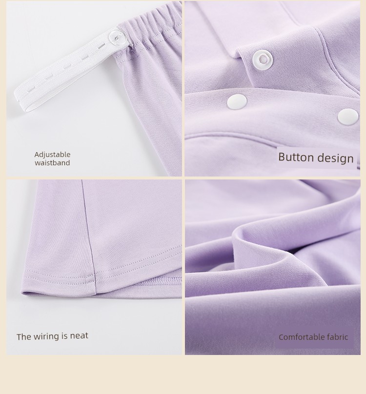 Postpartum Clothing, Summer Pure Cotton Thin Style, Sweat-Absorbent, Postpartum, with Breast Pads, Maternity Pajamas, Short-Sleeved, Breastfeeding — 16