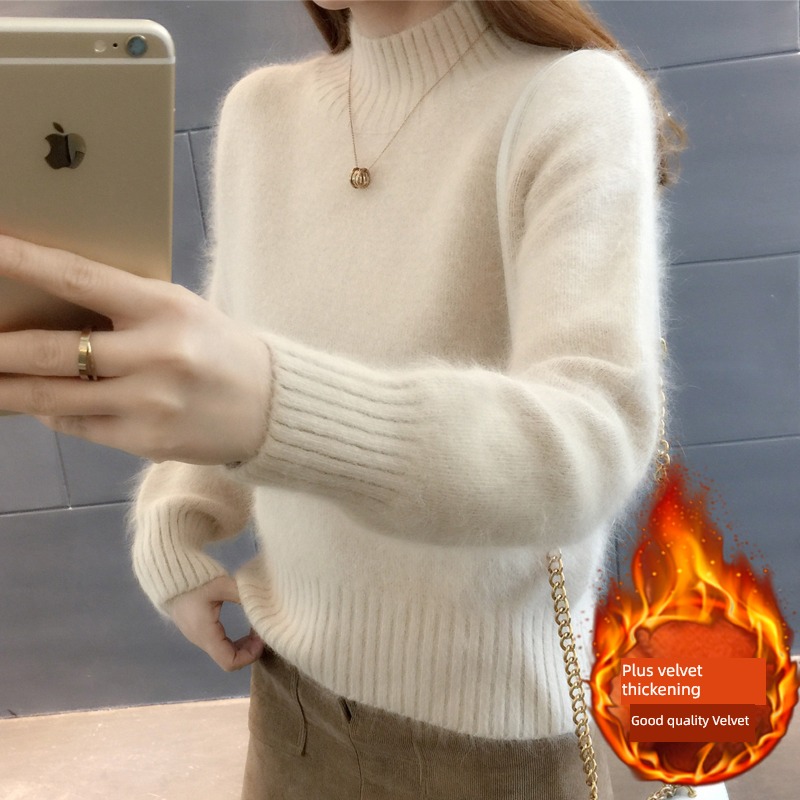 Mink hair Half high collar Condom easy Lay a foundation Sweater