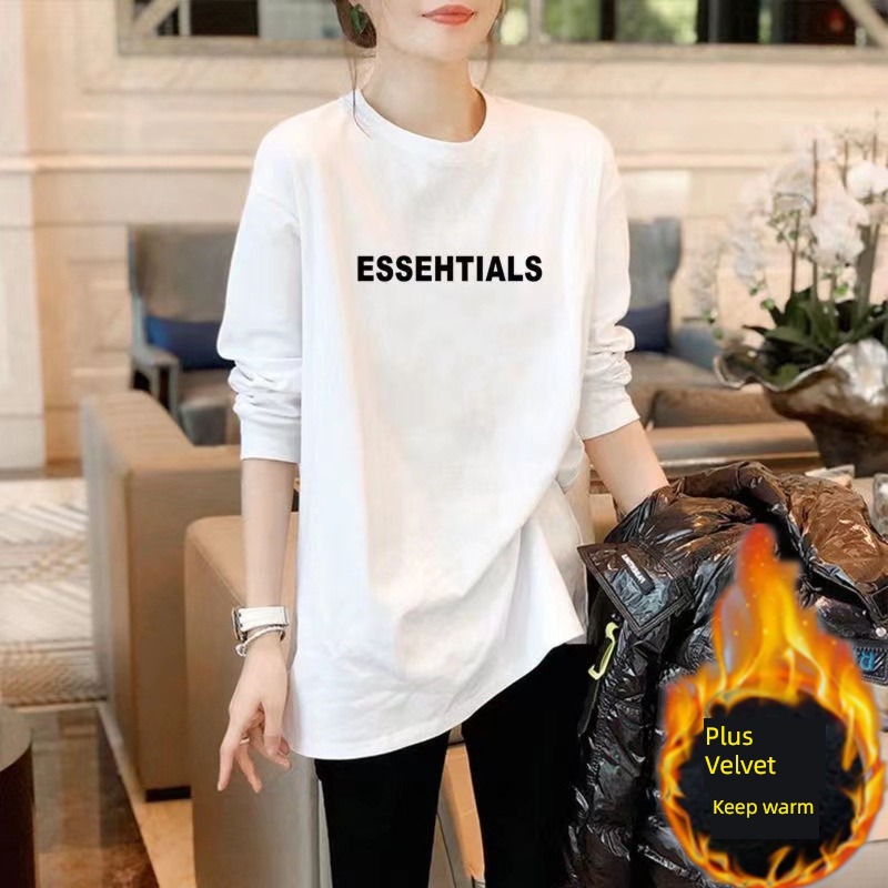 Autumn and winter Plush Long sleeve Cover your ass T-shirt Undershirt