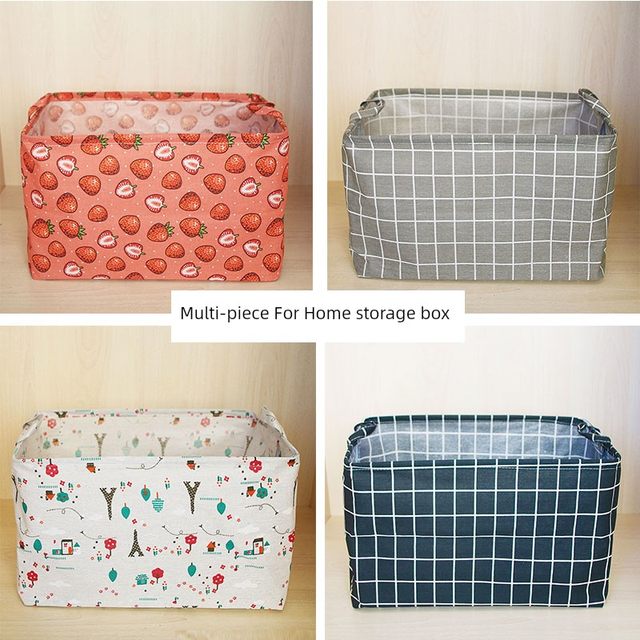 Household miscellaneous fabric seasonal clothing storage box folding box basket cotton linen large dirty clothes basket toy book sorting box