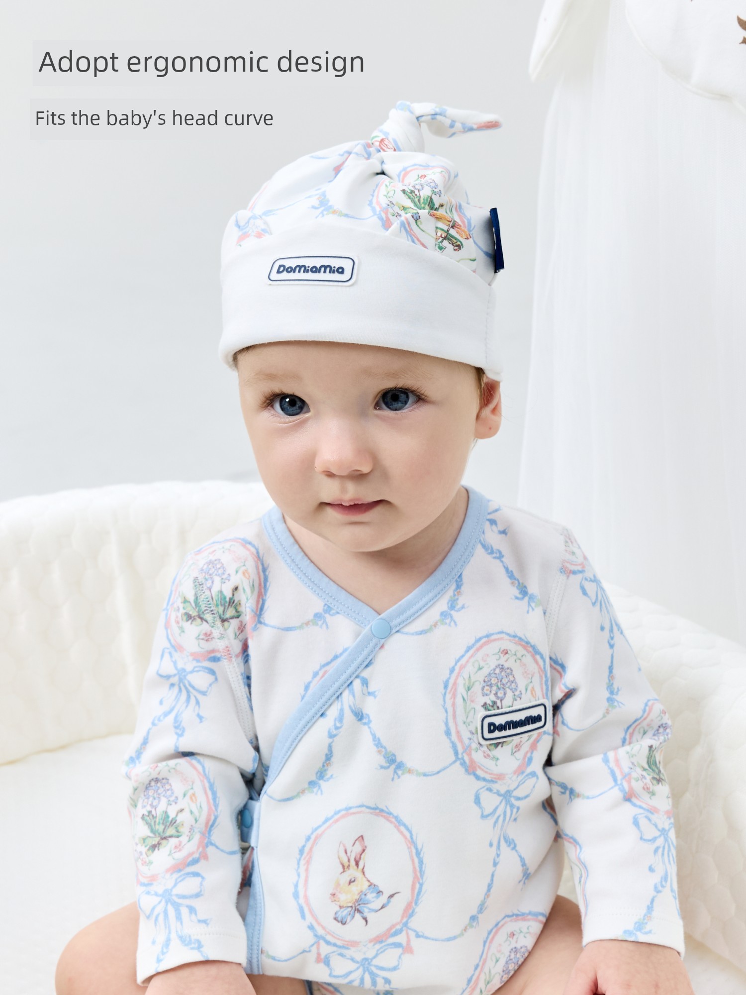 Domiamia Baby Hat Newborn 0-6 Months Old Baby Cotton Hat Cute Full Moon Hundred-Day Headwear — 4