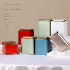 Small Square Tin Tea Canister 125g, Suitable for Storing Jin Jun Mei Black Tea and Green Tea