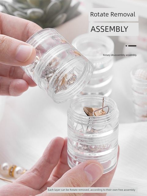 Exquisite superimposed jewelry storage box Multi-layer ring necklace earrings portable transparent jewelry box manicure finishing box